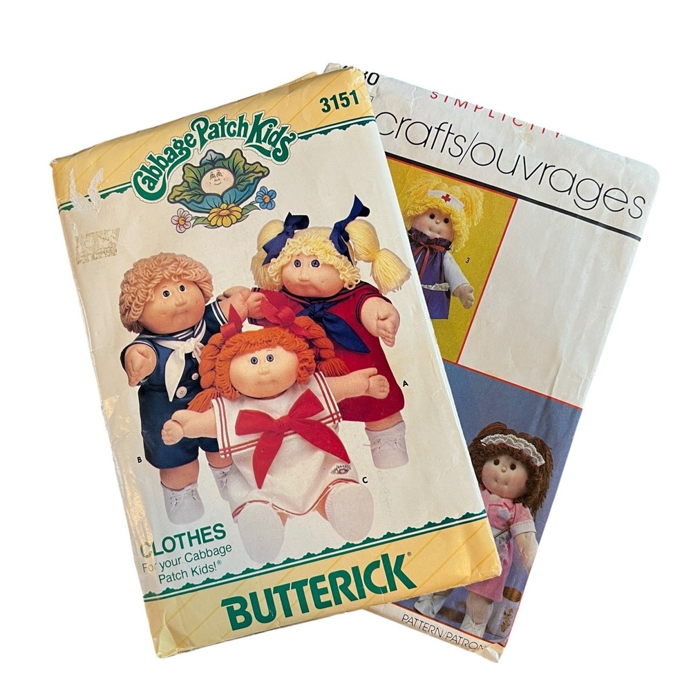 VTG Cabbage Patch Kids Doll Clothes Patterns –‎ Butterick 3151 & Simplicity 7580